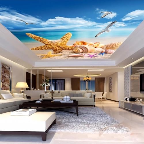 Papier peint étoiles de mer 3D pour masquer un plafond abîmé