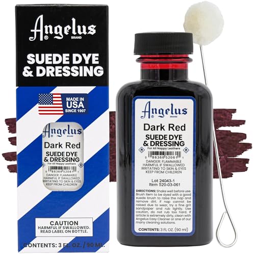 Angelus Suede Dye - Dark Red - 3 oz Premium Liquid Dye for Suede, Nubuck, and Nappy Leather