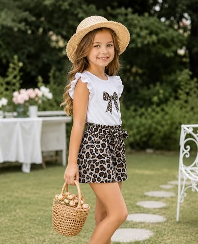 Image of Girls Summer Outfits Cute Sleeveless Top High Waisted Short Sets with Pockets Teen Girl Clothes Size 6-14 T
