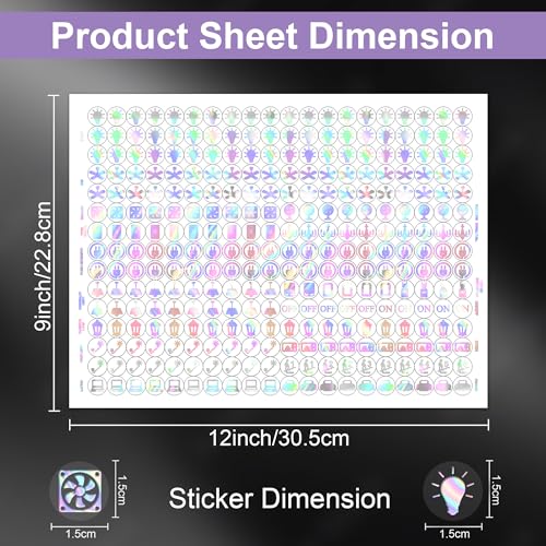Image of GLUN 600 Switch Board Stickers with 60+ Icons, Prism Glow Effect Embossed Decorative Stickers for Home, Hotel, Office & School, Luxury Vinyl Self Adhesive Switch Covers for Fans & Appliances