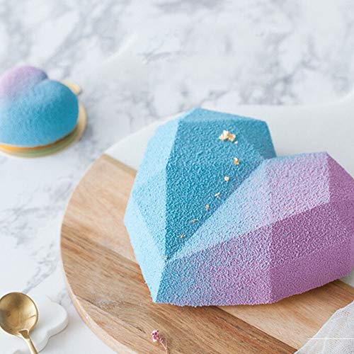 Heart Molds for Chocolate, Reusable Silicone Geometric 3D Diamond Shaped Mold for Baking Chocolate Fondant Wedding Engagement Valentines Day