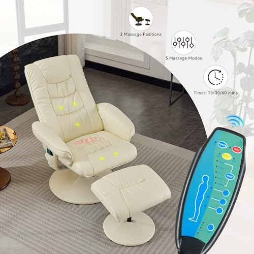 Sillón reclinable blanco con ottoman cómodo miniatura 7