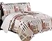 Coast to Coast Living 3-Pc Quilt Sets Luxurious Soft Hypoallergenic (Americana, Queen)