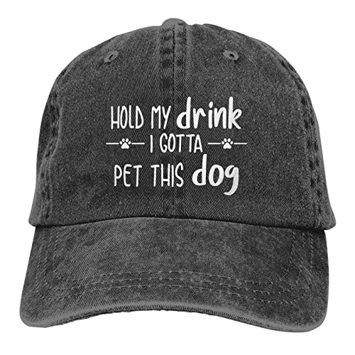 Hold My Drink I Gotta Pet This Dog Baseball Cap Cowboy Hat Adjustable Vintage Funny Peaked Caps For Women Men Outdoor Sport Trucker Hats #TOP1