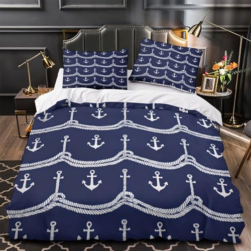 Housse de couette 3D décoration nautique en microfibre premium ultra douce pour couple - 2