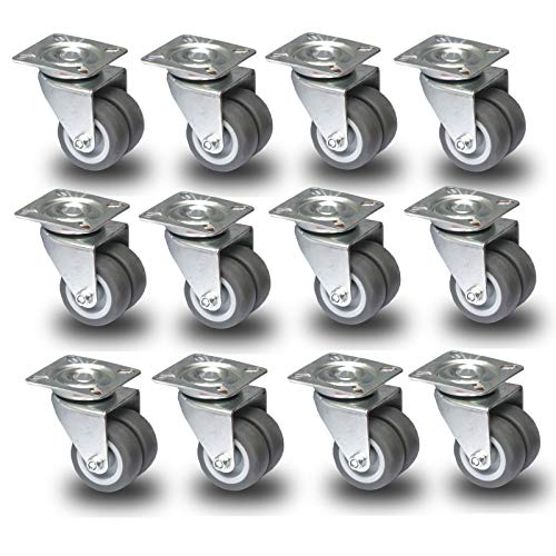 PRIOstahl® - Ruedas dobles para aparatos, ruedas giratorias, 50 mm, 4 ruedas, 8 ruedas, 12 rollos