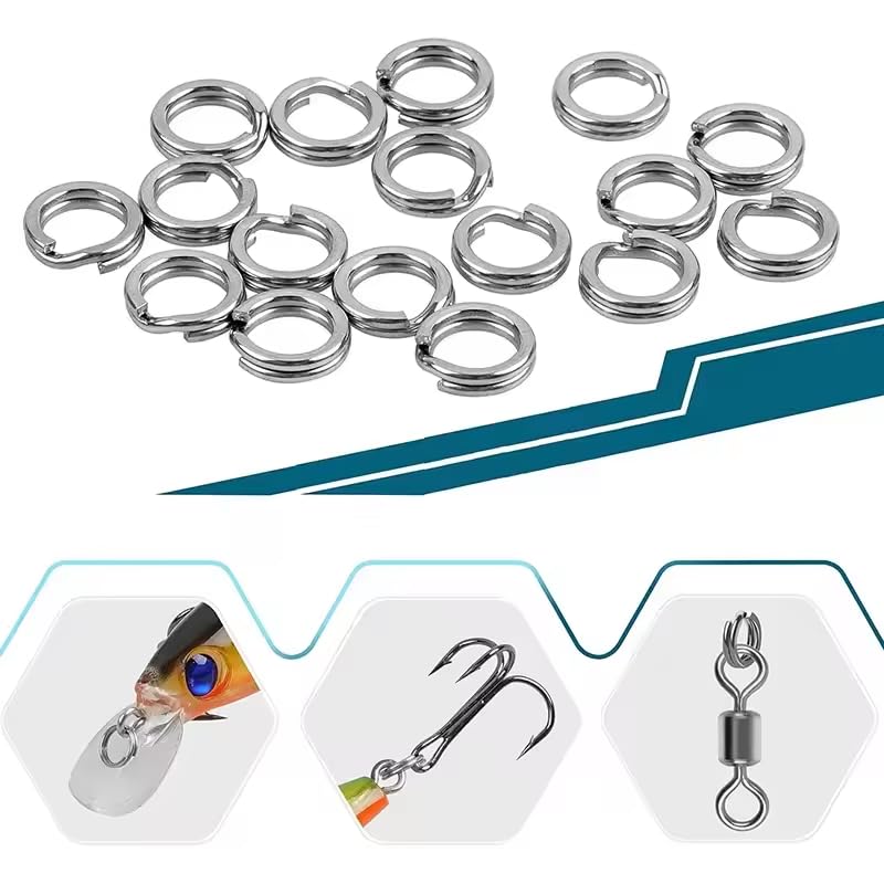 Juego de 200 anillos de acero inoxidable para pesca 5 tamaños miniatura 4