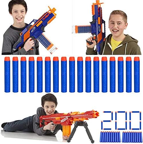 AUKND 200Pcs Nerf Bullet Refill Darts Premium Foam Bullets Pack Compatible for Nerf N-Strike Elite Guns, Universal Dart Ammo Pack, Firm and Safe Nerf Toy Guns Accessories, 7.2cm - Blue