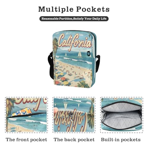 Summer Beach California Scene messenger bag for women crossbody Shoulder Crossover Bag Shoulder Hand Bags Adjustable Strap for work Travel2