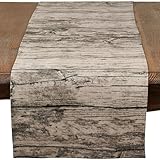 SARO LIFESTYLE 426.N1672B Lignum Vitae Collection Printed Wood Design Table Runner, 16' x 72', Natural