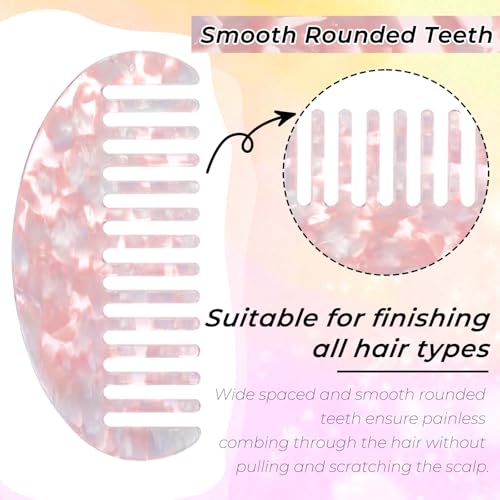 Set de 2 peines de dientes anchos color rosa miniatura 3