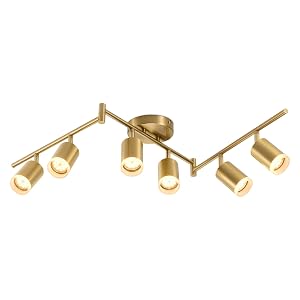 Bojim 6 Light Gold Track Lighting Kit Modern LED Track Lighting Fixtures Ceiling Flexibly Rotatable LED Light Head