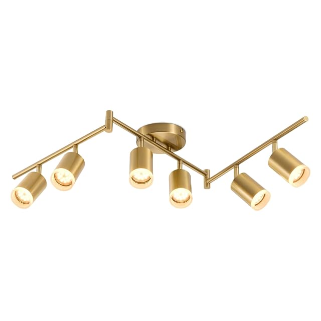 Bojim 6 Light Gold Track Lighting Kit Modern LED Track Lighting Fixtures Ceiling Flexibly Rotatable LED Light Head