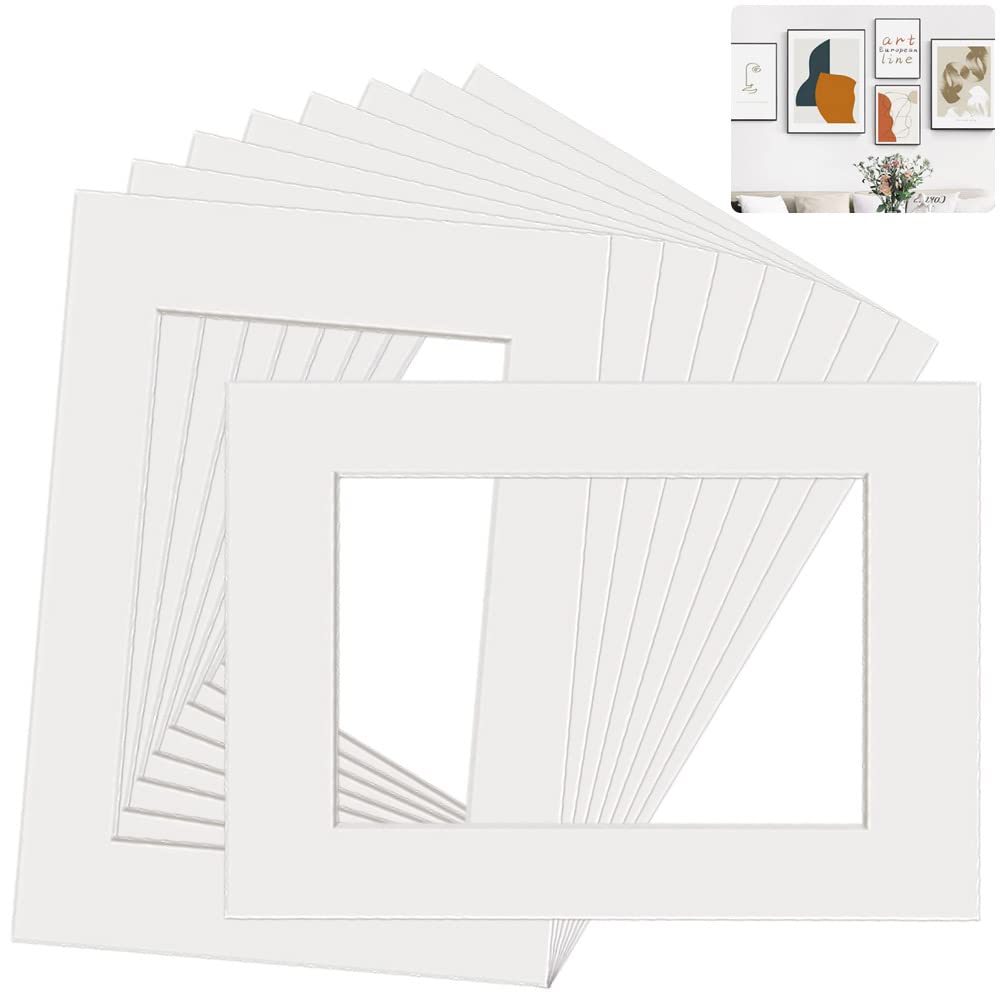 Corsehild A3 Mount Picture Frame Mounts 10 PCS Picture Photo Mounts Frame Mats White Photo Mounts for A4 Picture Posters Display Artwork or Paintings