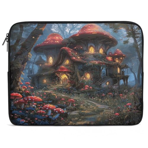 Funda para ordenador de 10 a 17 pulgadas de hongos y flores para llevar a la universidad o café