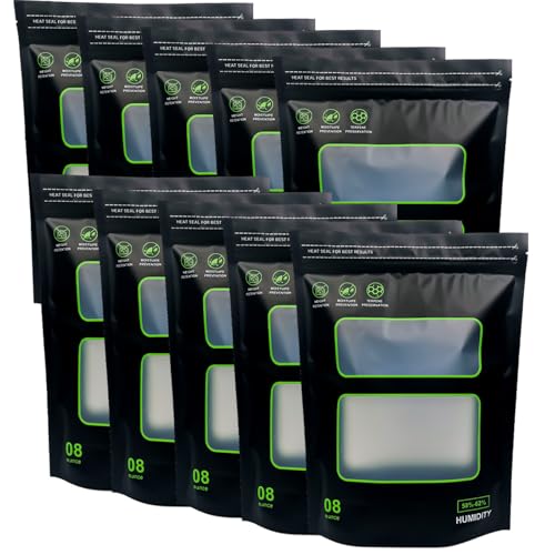 10 Pcs 1/2 LB Storage Terp Bags 58%-62% RH 2-Way Humidity Control Bags for Curing & Storage Resealable Humidity Bags (8 oz, 1/2 lb) (10)