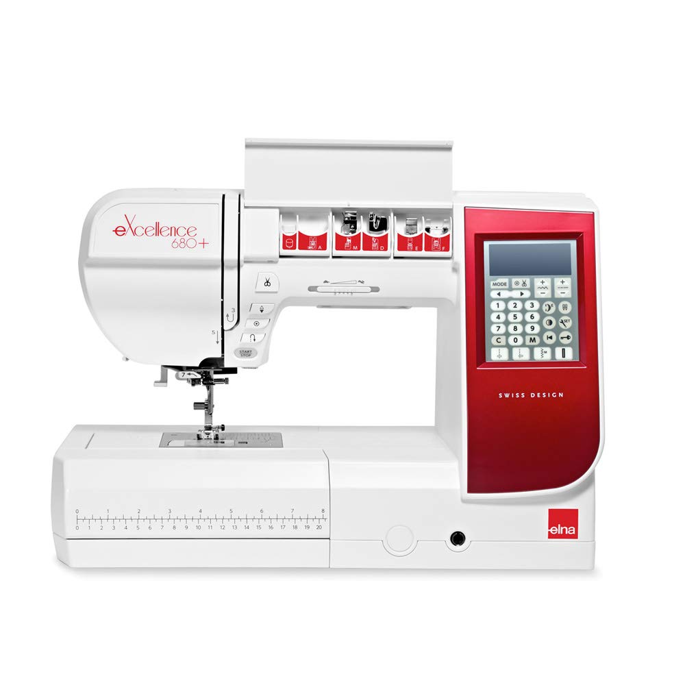 Elna Excellence 680 Plus Computer Nähmaschine rotes Design