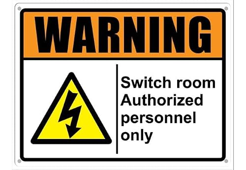 peiyeety Warning Sign Switch Room Authorized Personnel Only Aluminum Tin Sign for Home Coffee Bar Wall Decor 8X12 Inch