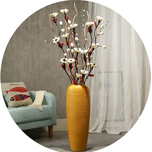 HYXSHOP Solros golv stor vas vardagsrum blomsterarrangemang sovrum korridor dekoration vas orange stor vas kombination (färg: Orange, storlek: 60 cm)