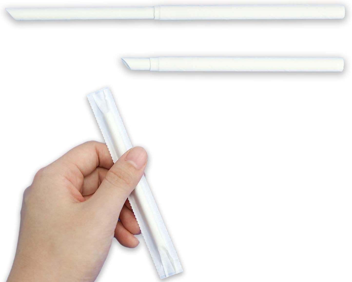 タピオカ用の紙ストロー 小粒用 白 ホワイト