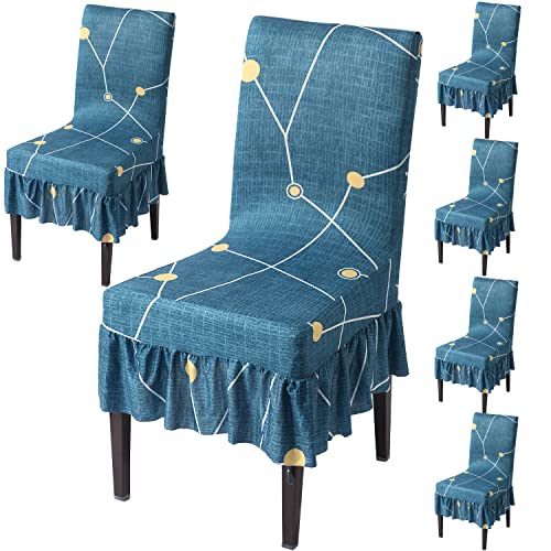 Image of HOKIPO Dining Chair Protector Cover Set of 6 Elastic Slip Covers (AR-4074-D9*6)