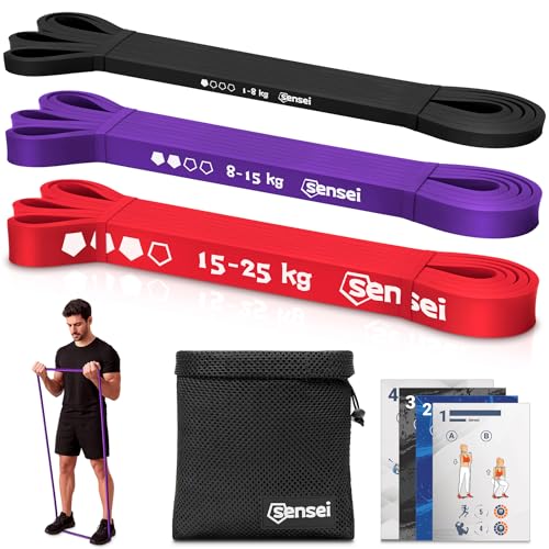 SENSEI® Set Di Elastici Fitness (1–25 kg) – 3 Bande Di...