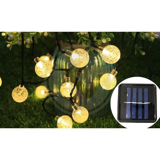 LumenTEC LED Solar Girlande, 20 LEDs, 4,85 M – Warmweiß, IP44, Für Garten