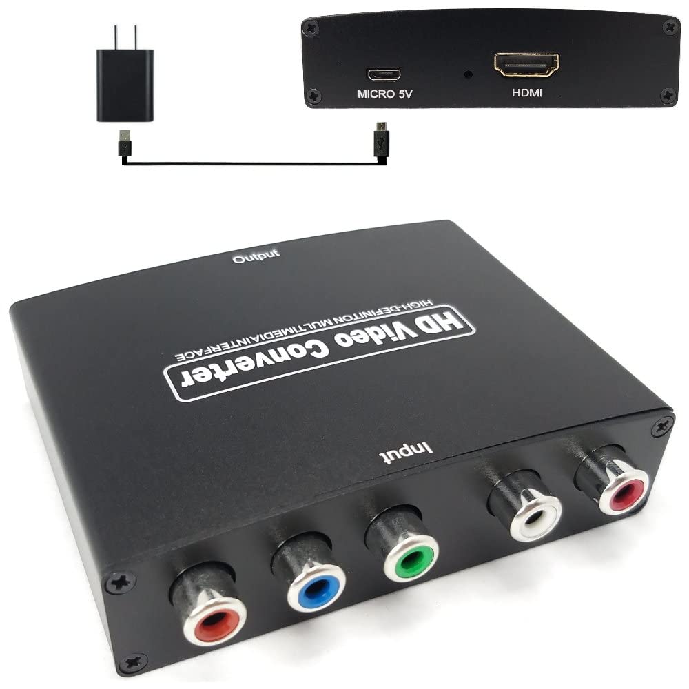 YOTOCAP Component to HDMI Converter, YPbPr+L/Audio HD Video Converter 5RCA RGB to HDMI Converter Adapter, Support HD 1080P, DTS, Dolby Digital