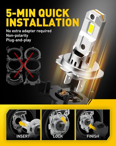 Image of AUXITO H7 Fog Bulb, 6500K White 500％ Brighter, Canbus Ready with Fan, Pack of 2
