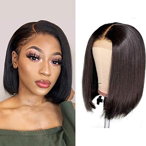 LUMIERE Hair 8 inch Short Straight Bob Wig Human Hair Lace Closure Wig Brazilian Virgin Hair Straight Bob Wig for Black Women Straight Human Hair Bob Wig 4X4 Lace Closure with Baby Hair Pre Plucked