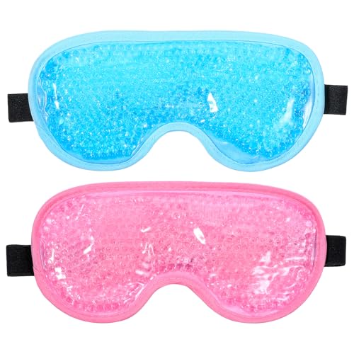 Ptwola 2 Stück kühlende Eis-Schlafmasken Kühlmaske Gesicht Gel-Augenmaske kalte warme Schlafkompresse Kühlbrille Ice Eye Mask für Männer Frauen...