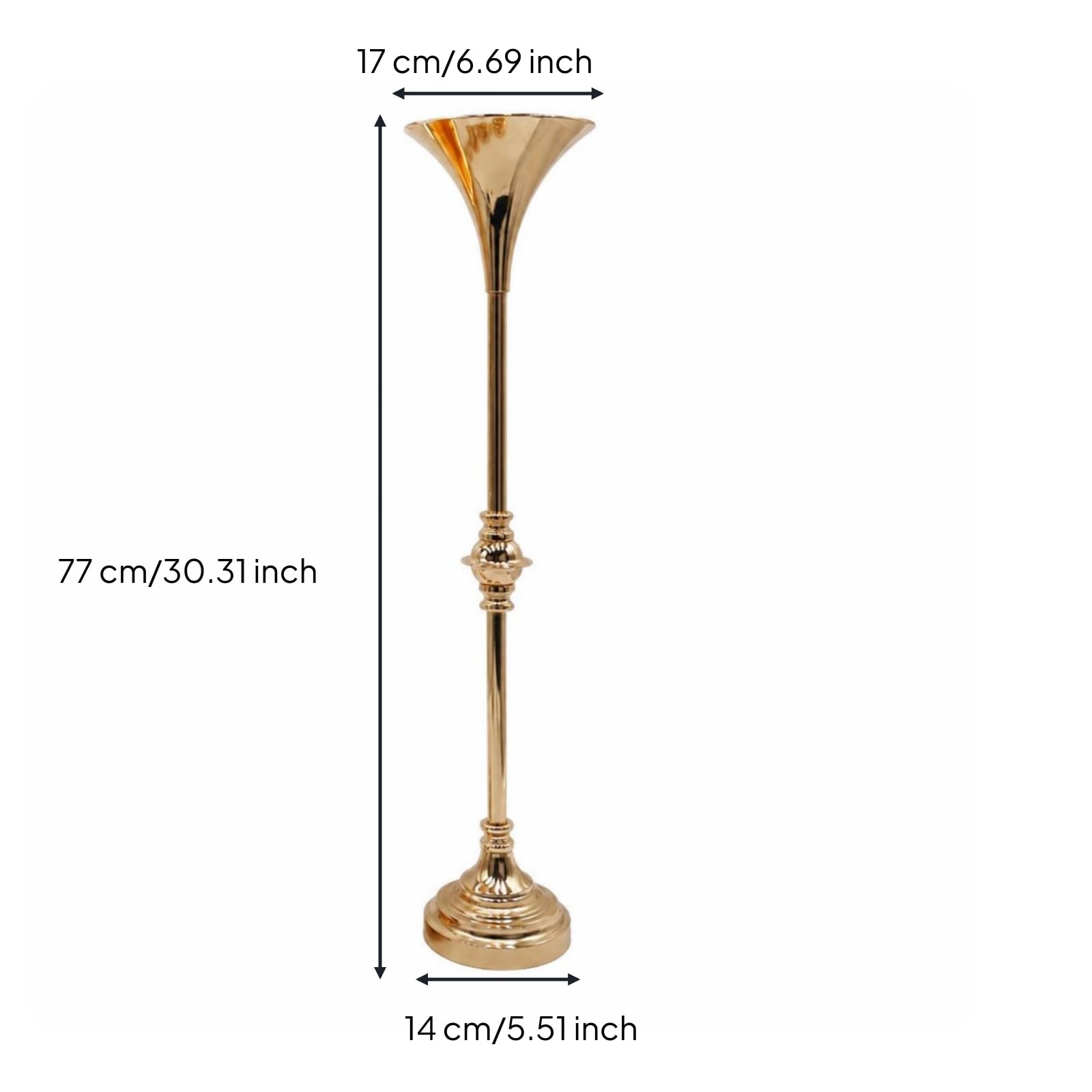 Colonne Florale Doré, Grand — 17 × 14 × 77 Cm