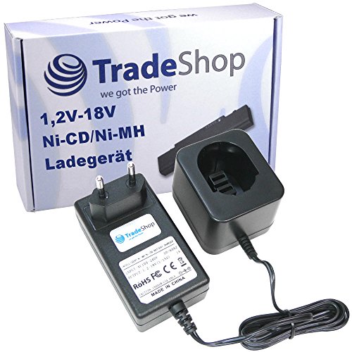Trade-Shop Chargeur de batterie Ni-MH Ni-Cd (7,2 V, 9,6 V, 10,8 V, 12 V, 14,4 V, 15,6 V, 18 V) Station de charge rapide compatible avec Dewalt, Black&Decker, Würth, Roller