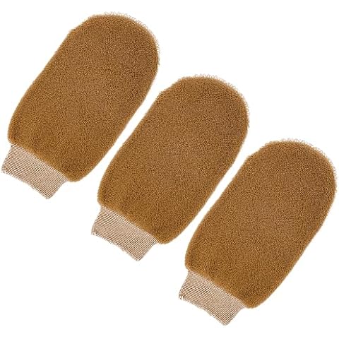 Nylon Mesh Exfoliating Ramie Scrubber Glove Mitt for Body Shower Bath with Elastic, Bath Mitts Remove Dead Skin for Women and Men, Pack of 3 Cover