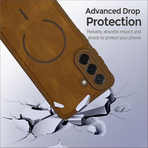 Image of SBMS Back Cover for Samsung Galaxy A57 5G | Ultra Slim Soft Rubberised Hard Case | Oil Feel Soft Leather Back | Mag-Safe Design (Mag-Safe Not Support) | Camera Protection Case for Sam A57 5G (Brown)