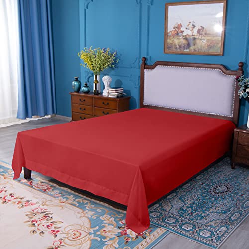 Image of NTBAY Twin XL Microfiber Flat Sheet, 66 x 102, Wine Red