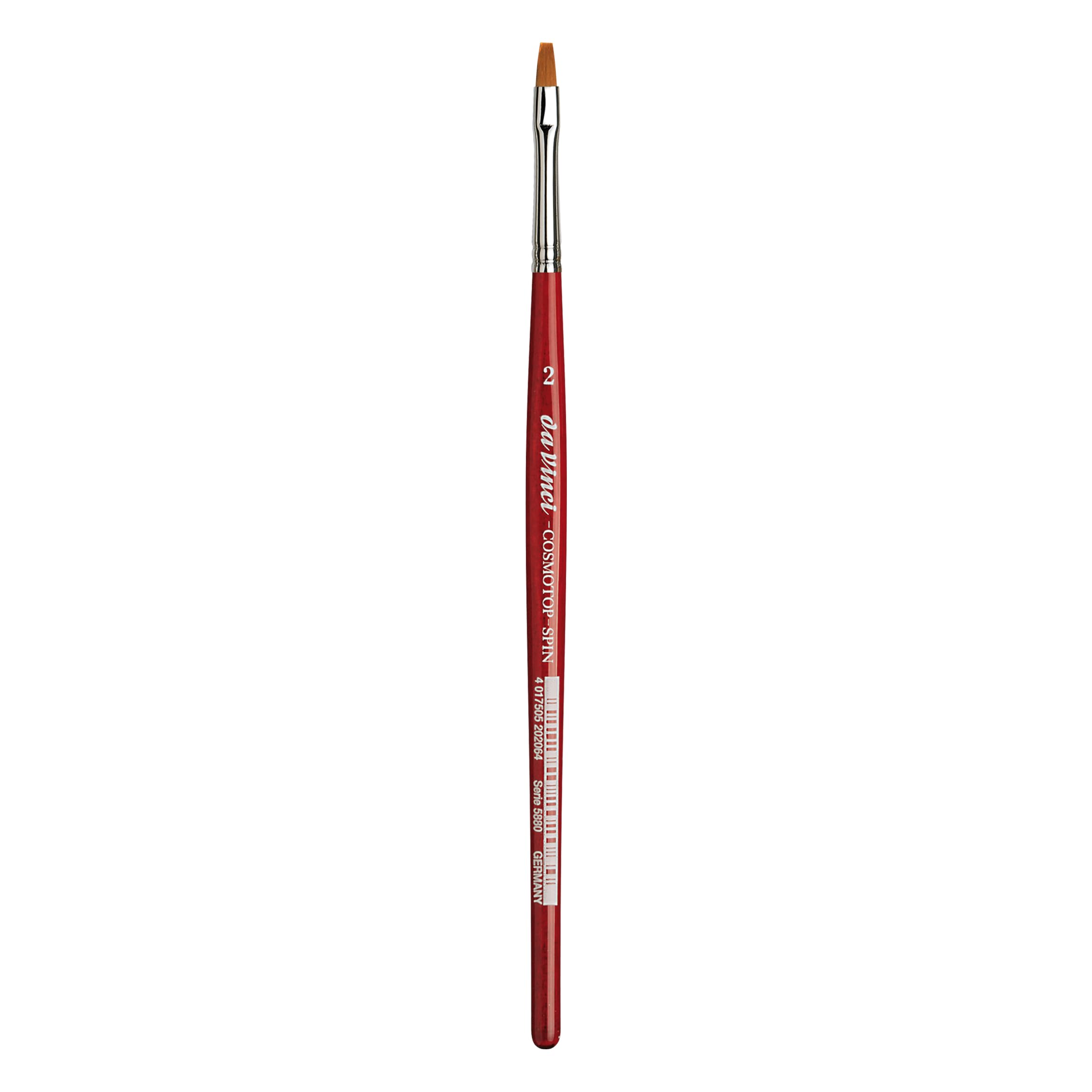 da Vinci Watercolor Series 5880 CosmoTop Spin Paint Brush, Flat Synthetic with Red Handle, Size 2 (5880-02)