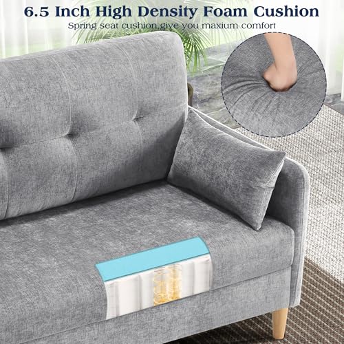 Image of Hanherry Loveseat Sofa, 47 inch Small Couch for Living Room, Comfy Chenille Fabric Love Seat for Bedroom with Throw Pillow,Removable Cushion Cover,Couches for Small Space,Apartment,Dorm