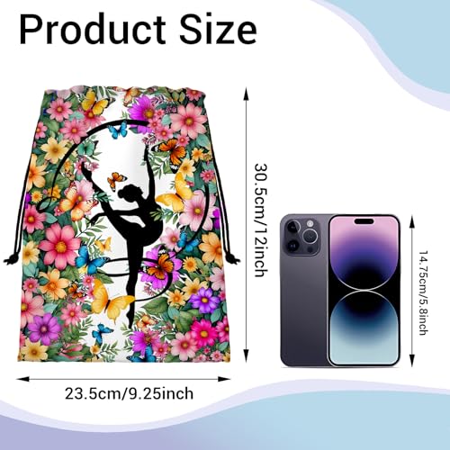 Image of Gym Silhouette Art Grip Bag for Gymnasts Outdoor Sports Small Gymnastic Drawstring Bag