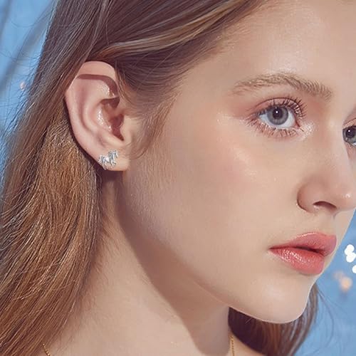 Horse/Owl/Hummingbird/Greyhound/Bunny/Manatee/Therian/Opossum Earrings 925 Sterling Silver Animal Stud Earrings Jewelry Gifts for Women 5