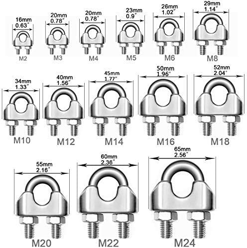 3 mm Stainless Steel U - Bolt Type Wire Rope Clip Clamp Regular for BOAD Heavy Duty U-Bolt Type Wire Rope Clip Clamp (2)