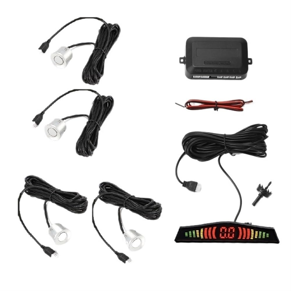PDC capteur Stationnement Détecteur de Voiture Affichage LED Automatique 4 pièces Kit capteur stationnement Aide Inverse Moniteur Radar Secours détecteur Voiture stationnement