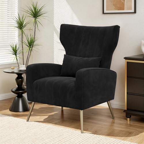 Luxanimarion Velvet Accent Wingback Chair