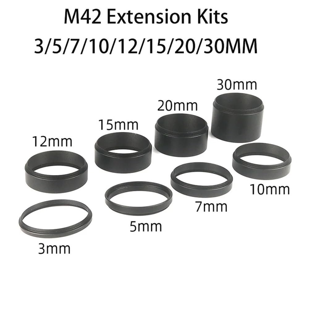 Kits de Tubos extensión Metal M42x0,75 3/5/7/10/12/15/20/30/40/50 mm for Anillo en T telescopio astronómico Piezas para telescopio astronómico(M42 Extension Kits A)