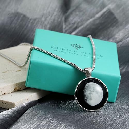 Custom Glowing Moon Phase Necklace, Personalized Name Jewelry, Special Date Gift, Meaningful Jewelry for Anniversary, Baby Shower, or Birthday2