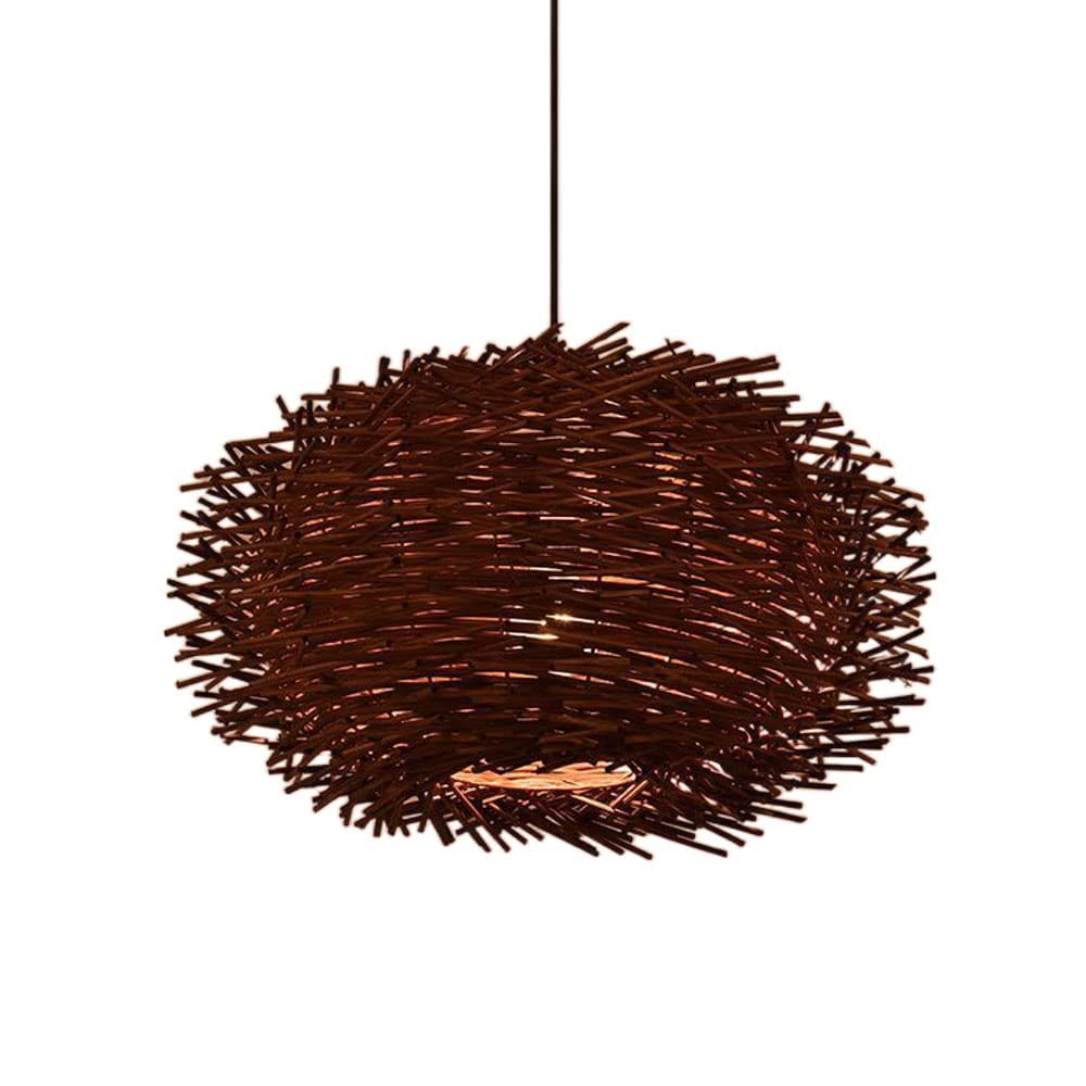 Lámpara Colgante De Mimbre De Bambú Lámpara Colgante De Farol De Bambú, Pantalla Nido De Pájaro Natural Luz De Mimbre De Araña De Decoración con Accesorios para Jardín, Comedor,