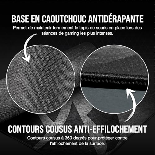 Corsair MM300 PRO Tapis de Souris Gaming, Tissu Résistant aux Éclaboussures Premium (Surface de 93 cm sur 30 cm, Textile Micro-Maille, Caoutchouc Épaisse 3 mm, Base Antidérapante) Élargi, Noir/Gris