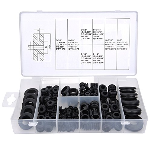 Yooaky 180pcs Rubber Grommet Kit, Electrical Conductor Wiring and Blanking Gasket Ring Grommets Assorted