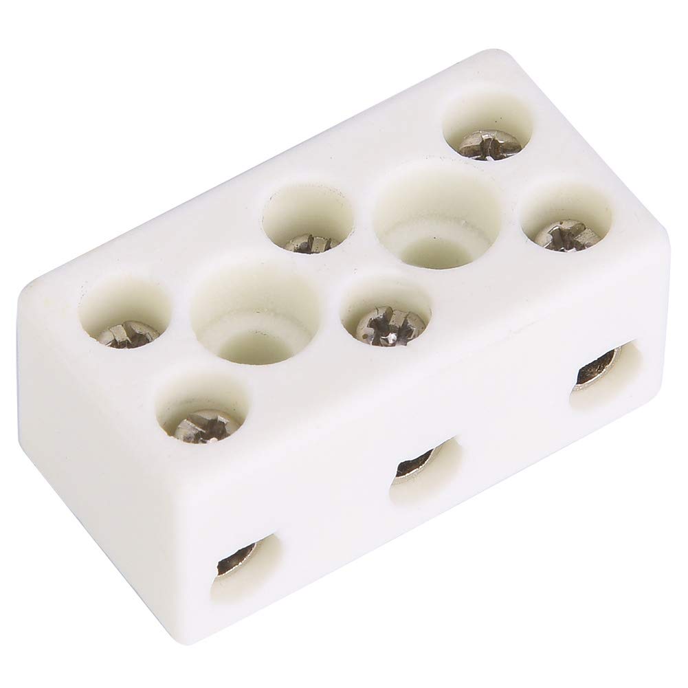 Porcelain Ceramic Connectors, 10pcs Ceramic Terminal Block High Temperature Resistant 3 Way 24A High Frequency Porcelain for Transformer-image-27