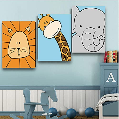 Schattige Baby Dierlijke Foto's Prints voor Kwekerij Muur Decor JongensSlaapkamer Speelkamer Decoraties Olifant Giraffe… - Afbeelding 4